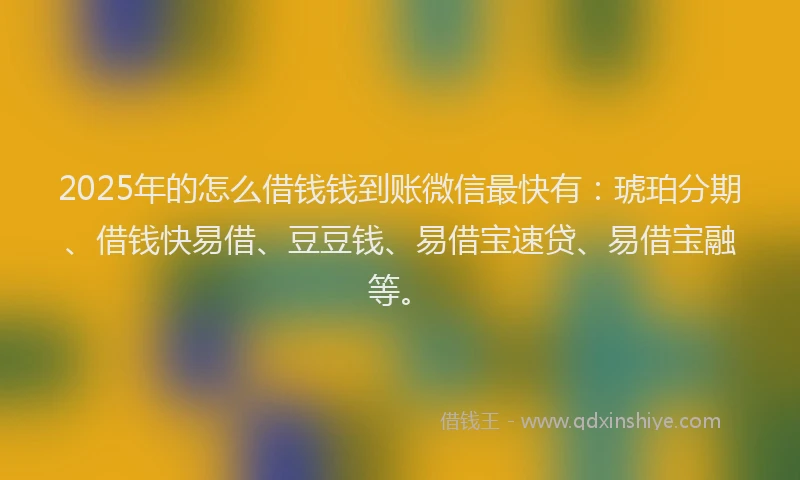 2025年的怎么借钱钱到账微信最快有：琥珀分期、借钱快易借、豆豆钱、易借宝速贷、易借宝融等。