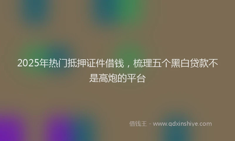 2025年热门抵押证件借钱，梳理五个黑白贷款不是高炮的平台