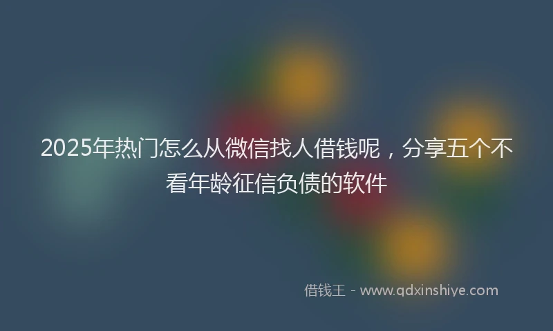 2025年热门怎么从微信找人借钱呢，分享五个不看年龄征信负债的软件