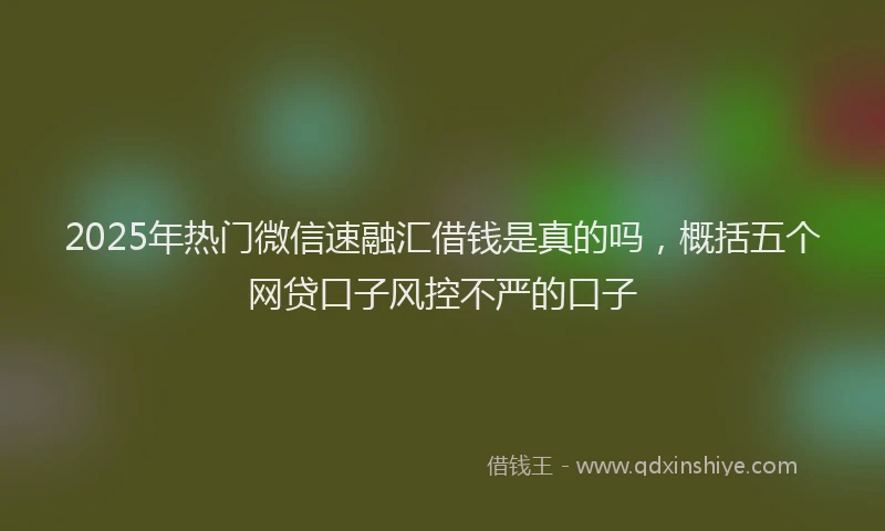 2025年热门微信速融汇借钱是真的吗，概括五个网贷口子风控不严的口子