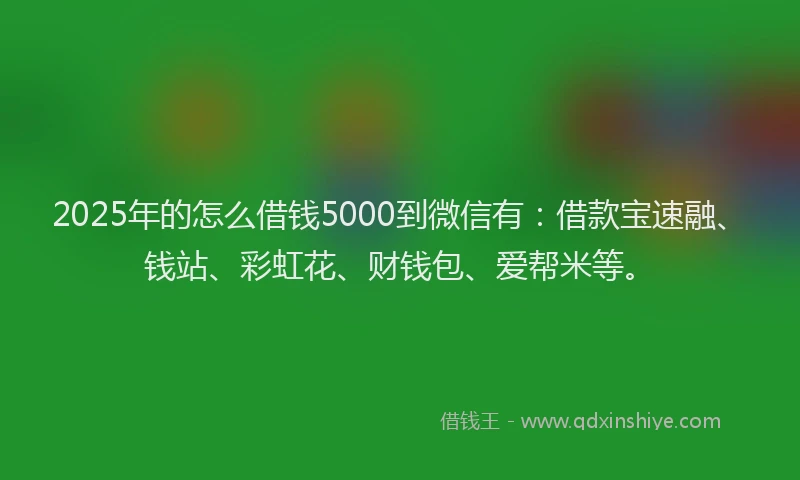 2025年的怎么借钱5000到微信有：借款宝速融、钱站、彩虹花、财钱包、爱帮米等。