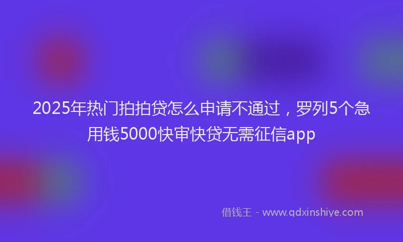 2025年热门拍拍贷怎么申请不通过，罗列5个急用钱5000快审快贷无需征信app