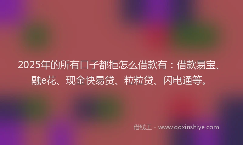 2025年的所有口子都拒怎么借款有：借款易宝、融e花、现金快易贷、粒粒贷、闪电通等。