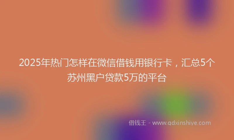 2025年热门怎样在微信借钱用银行卡，汇总5个苏州黑户贷款5万的平台