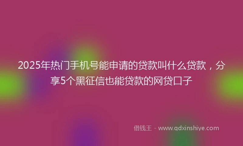 2025年热门手机号能申请的贷款叫什么贷款，分享5个黑征信也能贷款的网贷口子