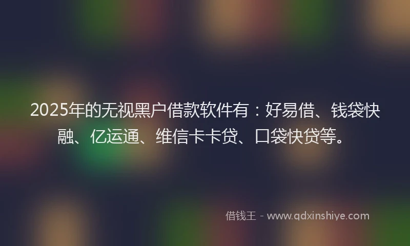 2025年的无视黑户借款软件有：好易借、钱袋快融、亿运通、维信卡卡贷、口袋快贷等。