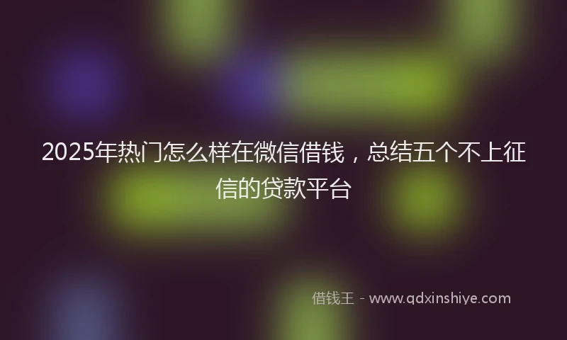 2025年热门怎么样在微信借钱，总结五个不上征信的贷款平台