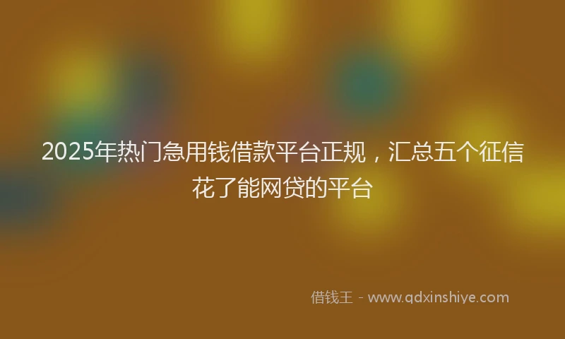 2025年热门急用钱借款平台正规，汇总五个征信花了能网贷的平台
