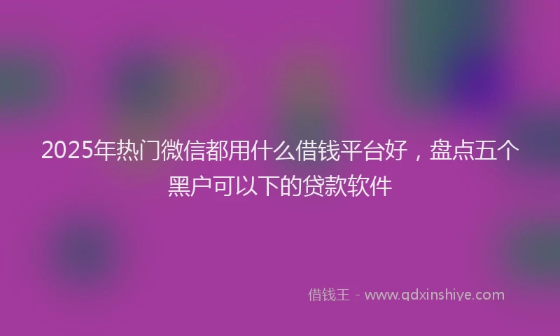 2025年热门微信都用什么借钱平台好，盘点五个黑户可以下的贷款软件