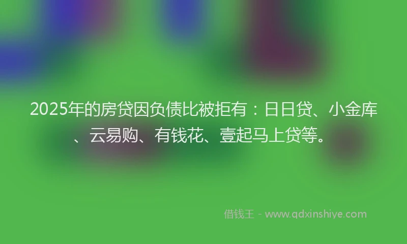 2025年的房贷因负债比被拒有：日日贷、小金库、云易购、有钱花、壹起马上贷等。