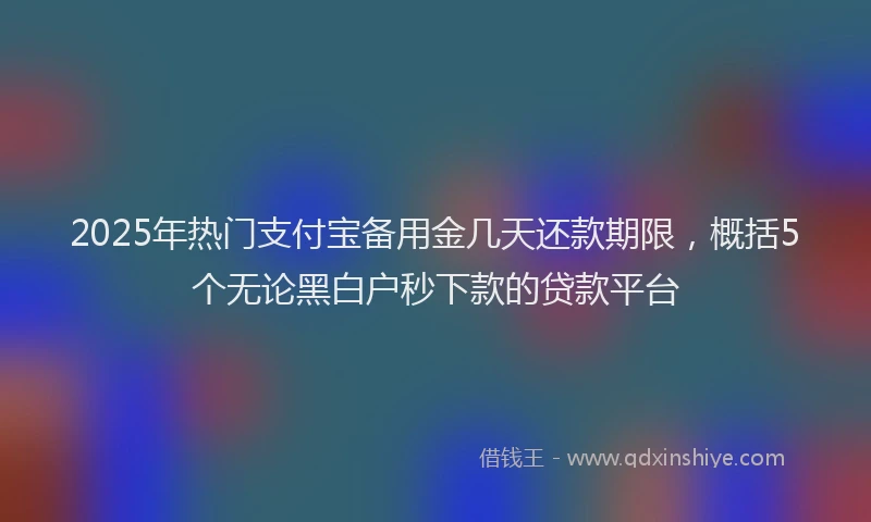 2025年热门支付宝备用金几天还款期限，概括5个无论黑白户秒下款的贷款平台