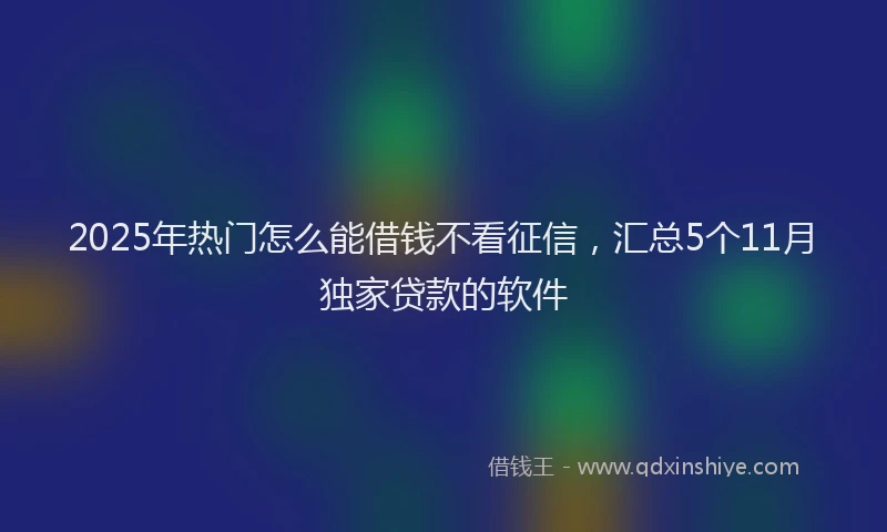 2025年热门怎么能借钱不看征信，汇总5个11月独家贷款的软件