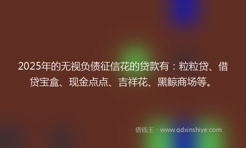 2025年的无视负债征信花的贷款有：粒粒贷、借贷宝盒、现金点点、吉祥花、黑鲸商场等。