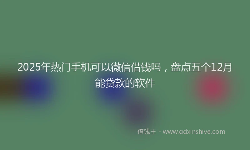 2025年热门手机可以微信借钱吗，盘点五个12月能贷款的软件