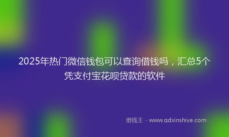 2025年热门微信钱包可以查询借钱吗，汇总5个凭支付宝花呗贷款的软件