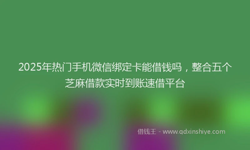 2025年热门手机微信绑定卡能借钱吗，整合五个芝麻借款实时到账速借平台