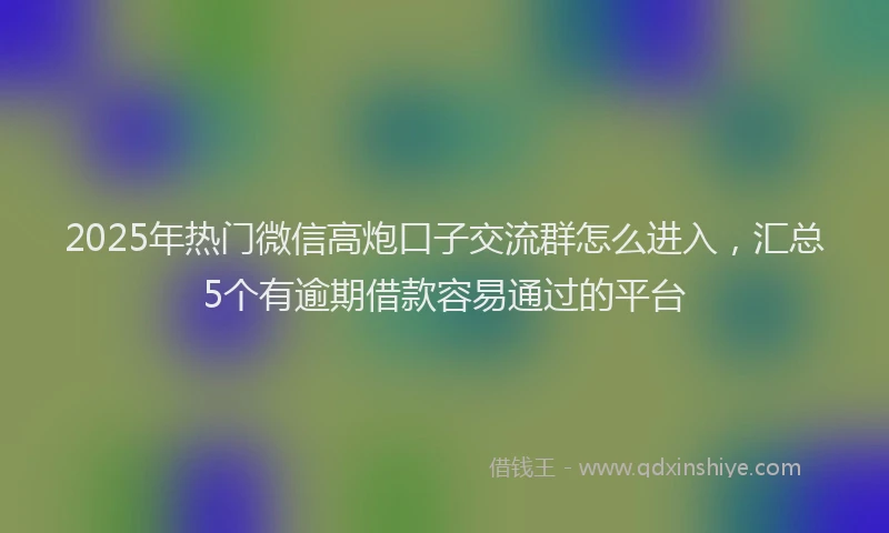 2025年热门微信高炮口子交流群怎么进入，汇总5个有逾期借款容易通过的平台