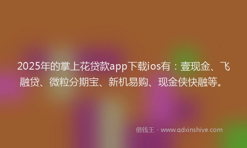 2025年的掌上花贷款app下载ios有：壹现金、飞融贷、微粒分期宝、新机易购、现金侠快融等。