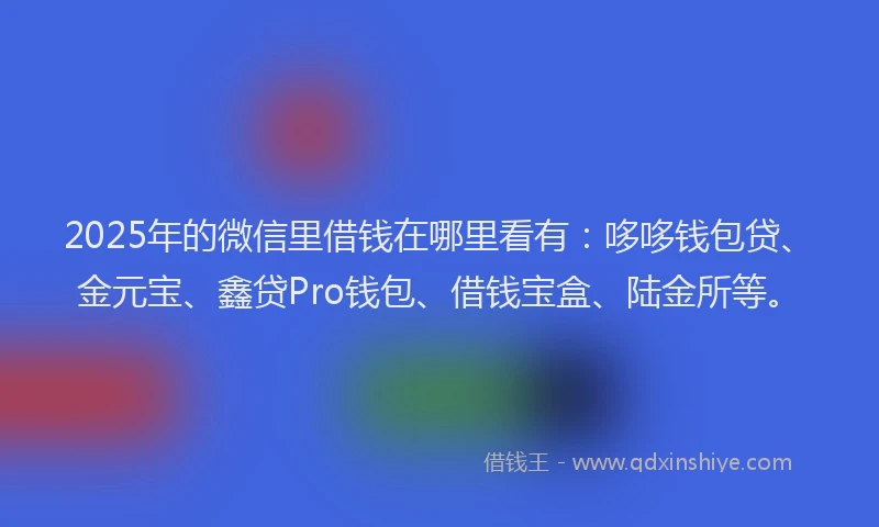 2025年的微信里借钱在哪里看有：哆哆钱包贷、金元宝、鑫贷Pro钱包、借钱宝盒、陆金所等。