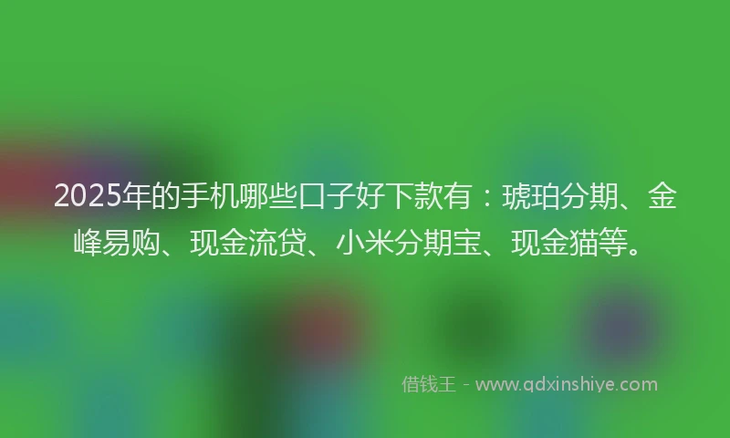 2025年的手机哪些口子好下款有：琥珀分期、金峰易购、现金流贷、小米分期宝、现金猫等。
