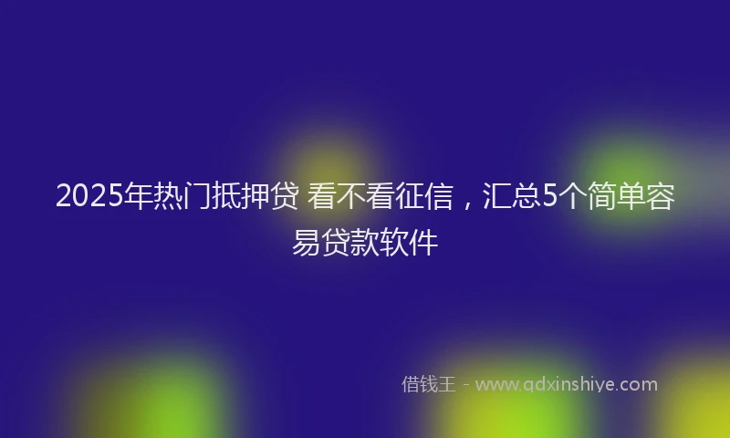 2025年热门抵押贷 看不看征信，汇总5个简单容易贷款软件