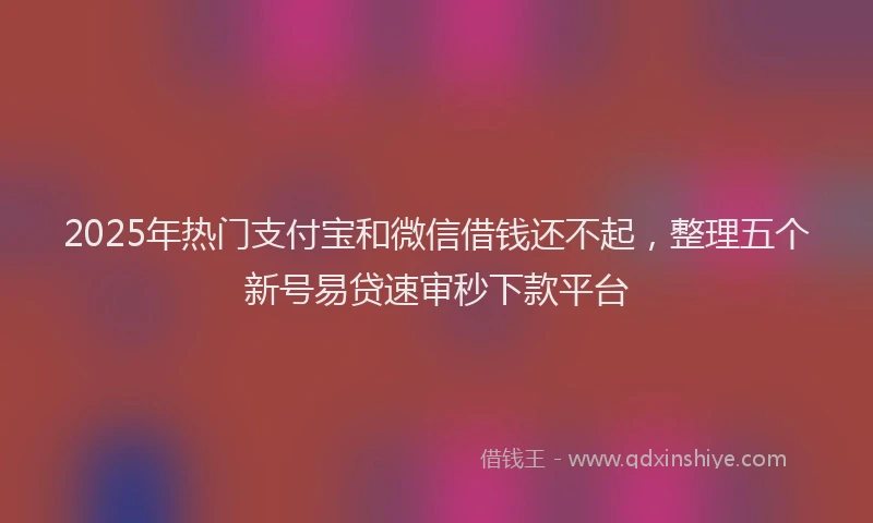 2025年热门支付宝和微信借钱还不起，整理五个新号易贷速审秒下款平台