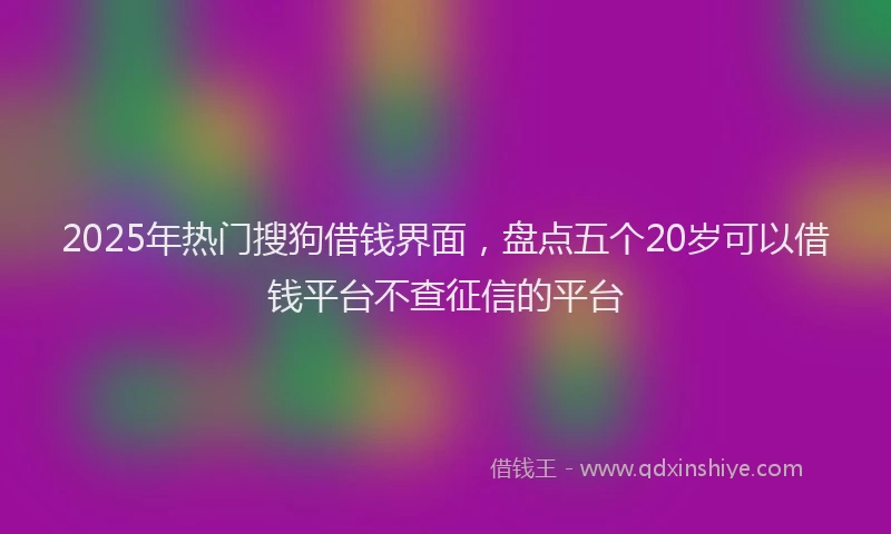 2025年热门搜狗借钱界面，盘点五个20岁可以借钱平台不查征信的平台