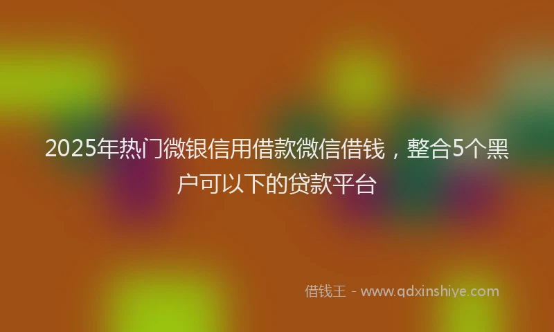 2025年热门微银信用借款微信借钱，整合5个黑户可以下的贷款平台