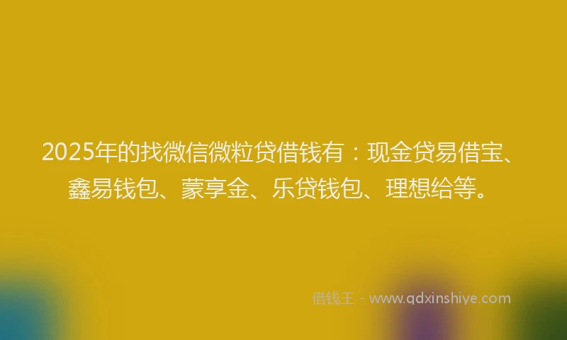 2025年的找微信微粒贷借钱有：现金贷易借宝、鑫易钱包、蒙享金、乐贷钱包、理想给等。