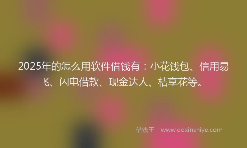 2025年的怎么用软件借钱有：小花钱包、信用易飞、闪电借款、现金达人、桔享花等。