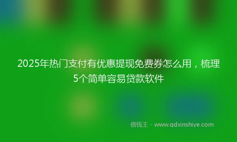 2025年热门支付有优惠提现免费券怎么用，梳理5个简单容易贷款软件