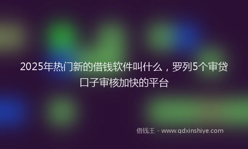 2025年热门新的借钱软件叫什么，罗列5个审贷口子审核加快的平台