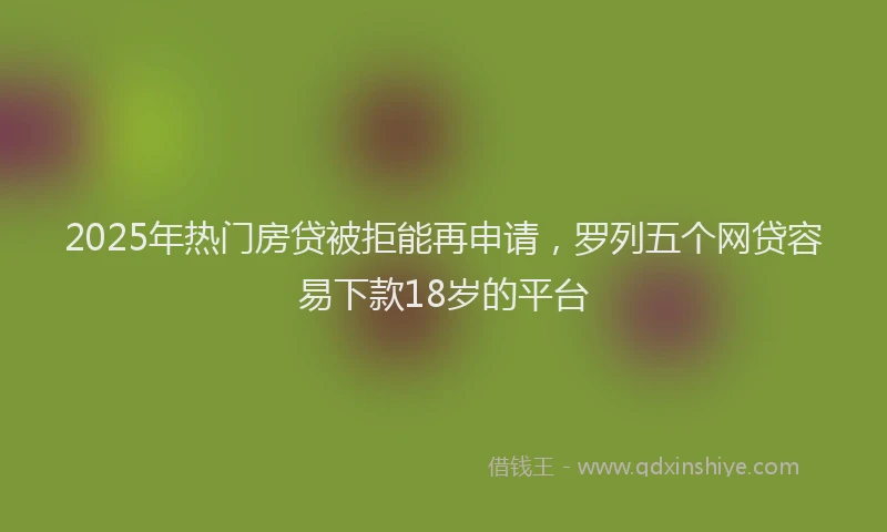 2025年热门房贷被拒能再申请，罗列五个网贷容易下款18岁的平台