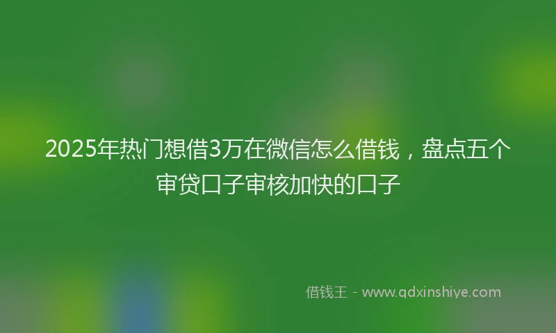 2025年热门想借3万在微信怎么借钱，盘点五个审贷口子审核加快的口子
