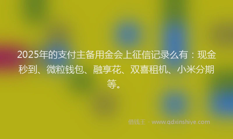 2025年的支付主备用金会上征信记录么有：现金秒到、微粒钱包、融享花、双喜租机、小米分期等。