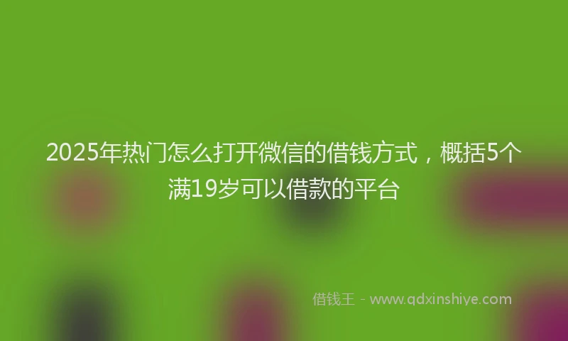 2025年热门怎么打开微信的借钱方式，概括5个满19岁可以借款的平台