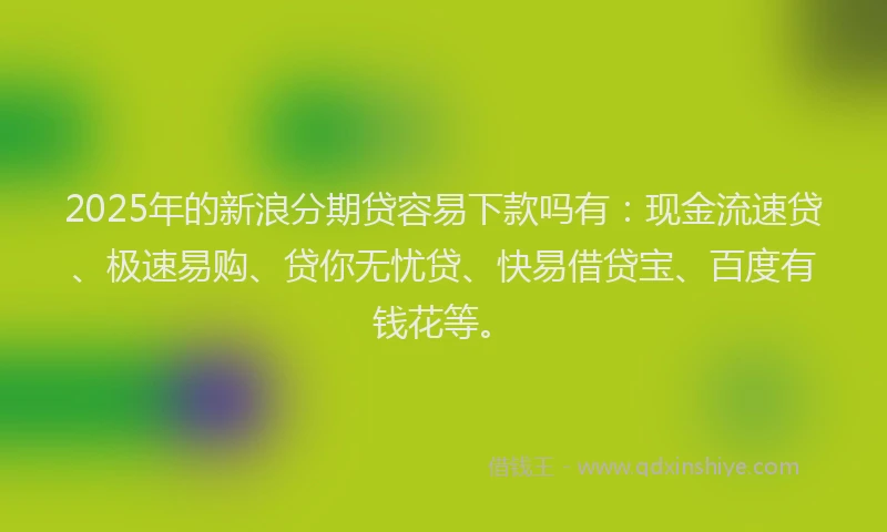 2025年的新浪分期贷容易下款吗有：现金流速贷、极速易购、贷你无忧贷、快易借贷宝、百度有钱花等。