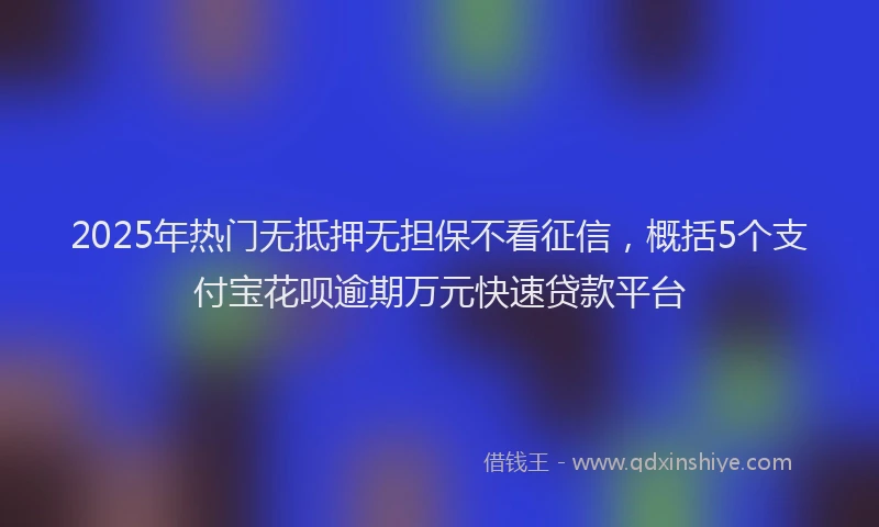 2025年热门无抵押无担保不看征信，概括5个支付宝花呗逾期万元快速贷款平台