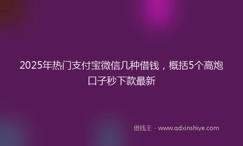 2025年热门支付宝微信几种借钱，概括5个高炮口子秒下款最新