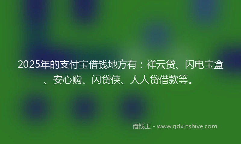 2025年的支付宝借钱地方有：祥云贷、闪电宝盒、安心购、闪贷侠、人人贷借款等。