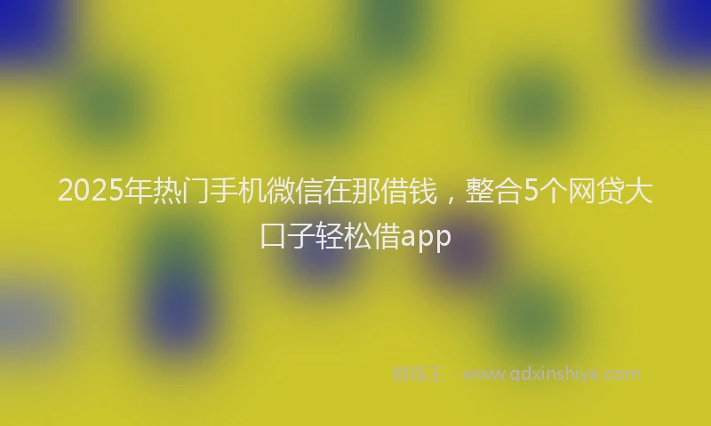 2025年热门手机微信在那借钱，整合5个网贷大口子轻松借app