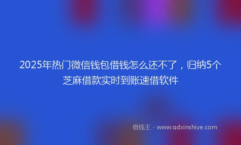 2025年热门微信钱包借钱怎么还不了，归纳5个芝麻借款实时到账速借软件
