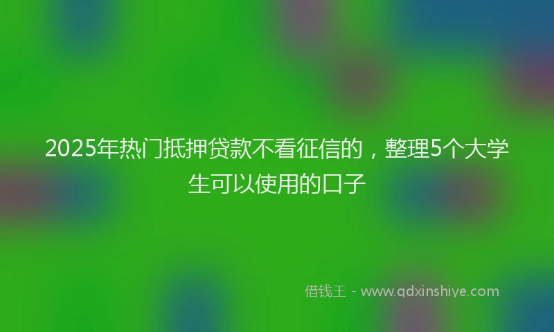 2025年热门抵押贷款不看征信的，整理5个大学生可以使用的口子