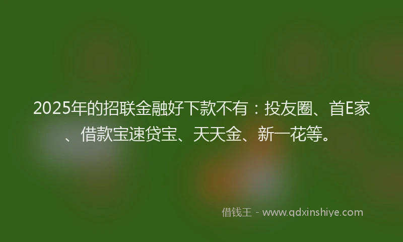 2025年的招联金融好下款不有：投友圈、首E家、借款宝速贷宝、天天金、新一花等。