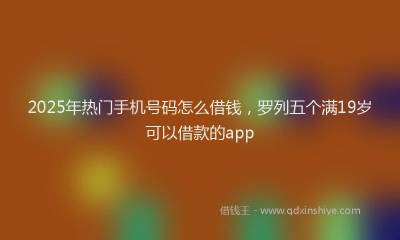 2025年热门手机号码怎么借钱，罗列五个满19岁可以借款的app
