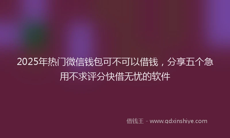 2025年热门微信钱包可不可以借钱，分享五个急用不求评分快借无忧的软件