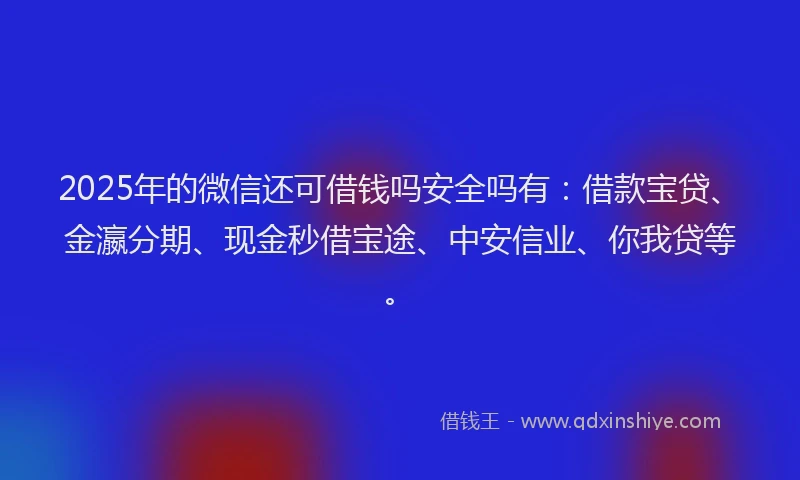 2025年的微信还可借钱吗安全吗有：借款宝贷、金瀛分期、现金秒借宝途、中安信业、你我贷等。