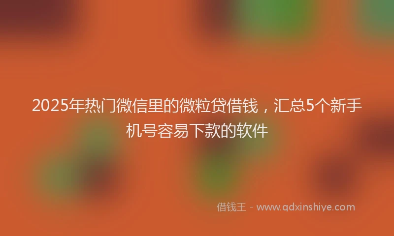 2025年热门微信里的微粒贷借钱，汇总5个新手机号容易下款的软件