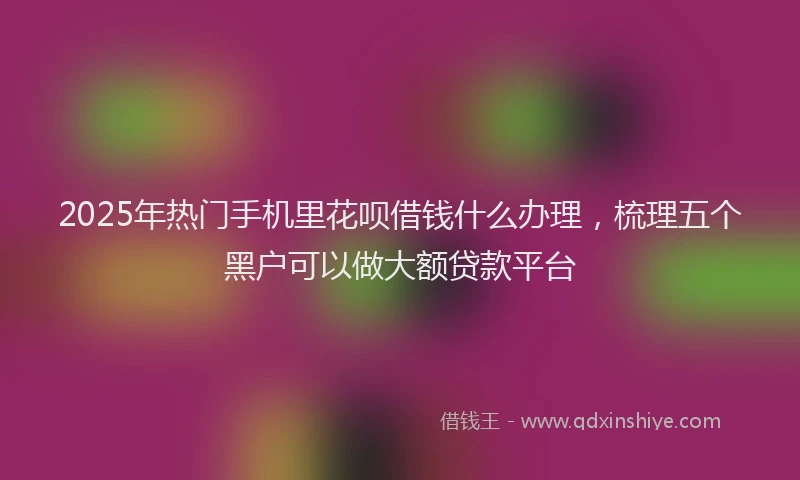 2025年热门手机里花呗借钱什么办理，梳理五个黑户可以做大额贷款平台