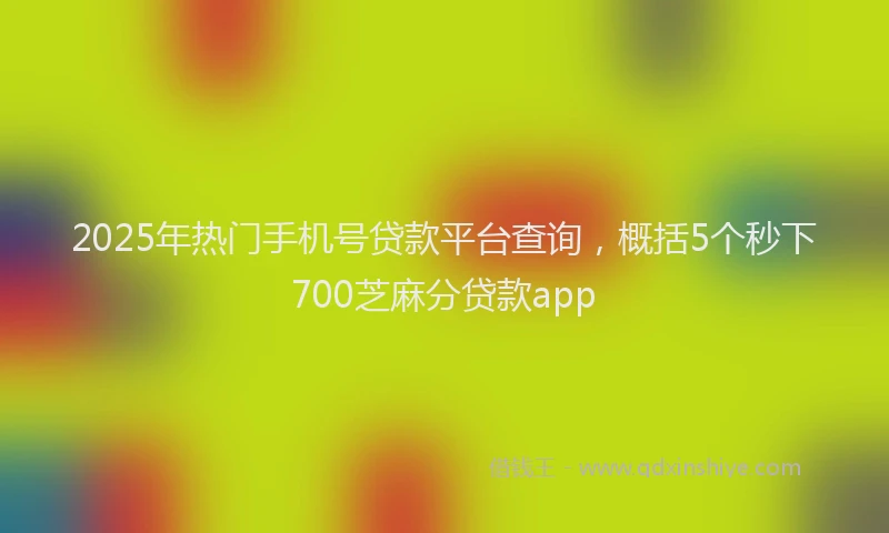 2025年热门手机号贷款平台查询，概括5个秒下700芝麻分贷款app